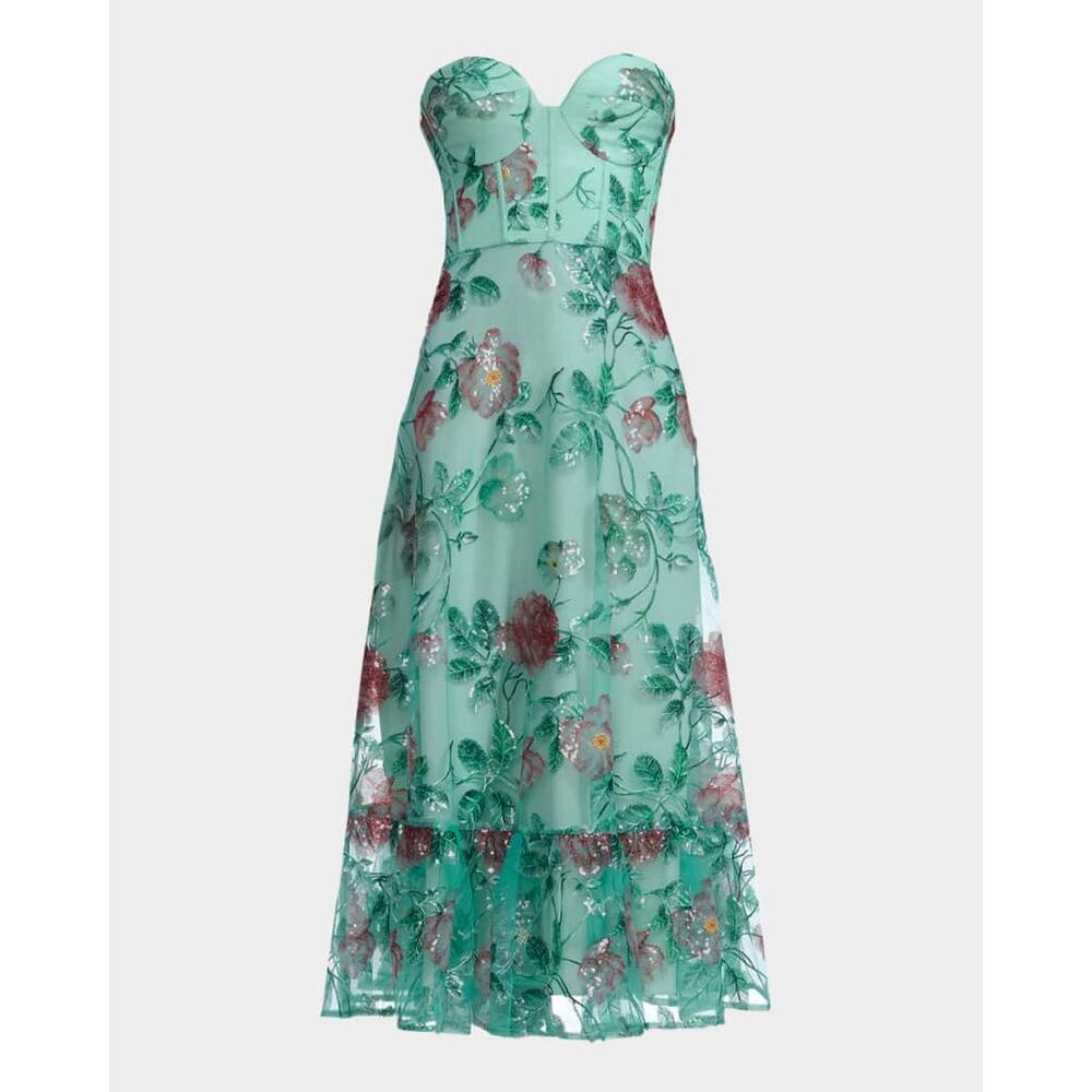 Anthropologie Dress The Population Carina Strapless Sweetheart Sequin Midi L NWT - Picture 2 of 14